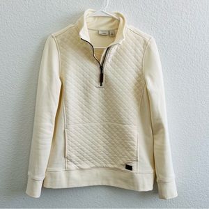 LL Bean Ivory Quilted Quarter Zip - Small